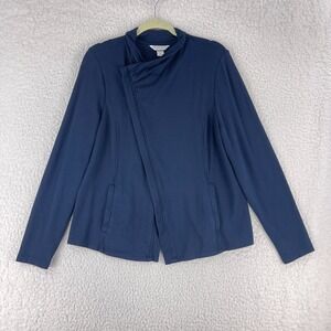 Christopher‎ & Banks Blue Wrap Zip Up Sweater Womens Long Sleeve Knit Size PL